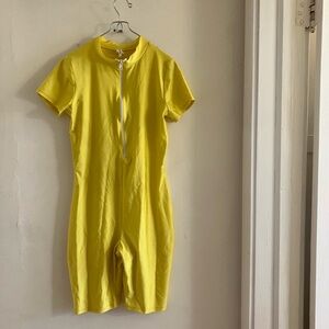 Yellow Romper with white front zipper